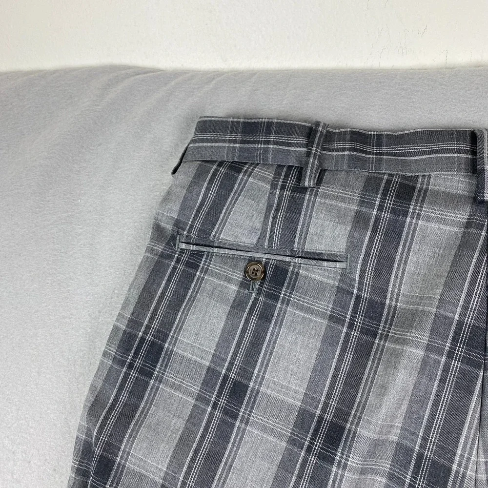 Polo Golf Ralph Lauren Pants Mens 36x30 Wool Gray Plaid stretch